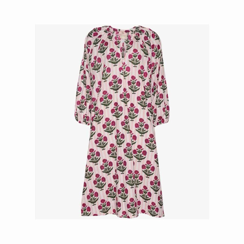 Floral V-Neck Dress in Pink and Red